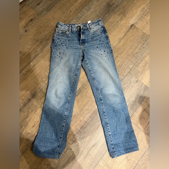 Zara Rhinestone Bling Rhinestone Jeans size 0 - Picture 5 of 8